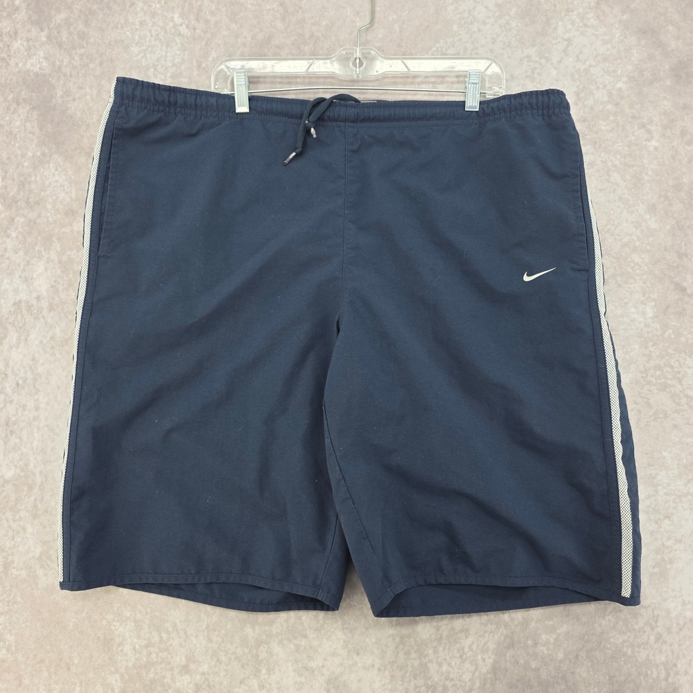 Vintage Nike Mens Swim Trunks XL Navy Blue Mesh Lined Board Shorts Y2K Baggy